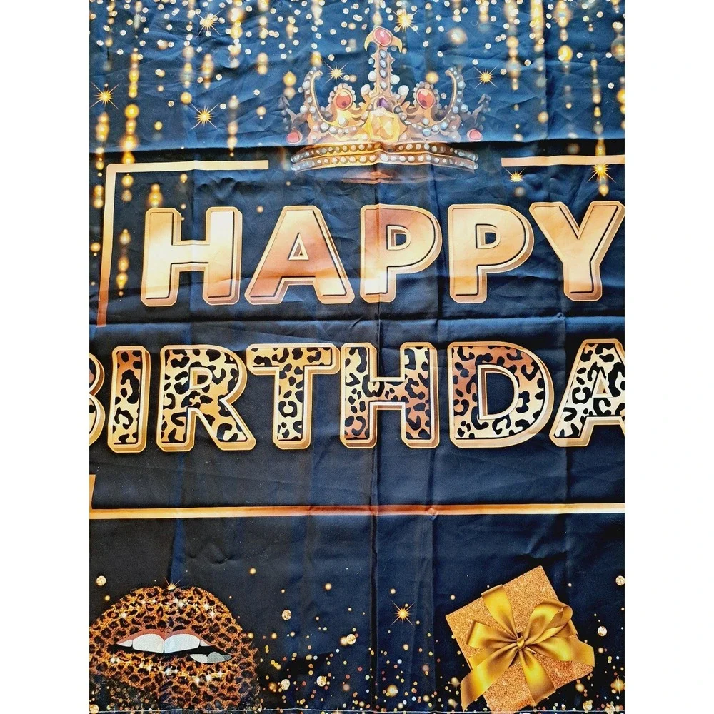Happy Birthday Cheetah Print Banner with Grommets Quiet Luxury Party Celebrate